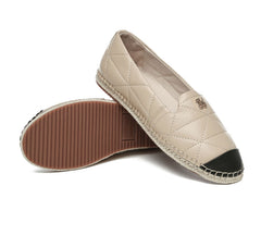 EVERAU® Women Leather Slip-on Flat Espadrilles Evelyn