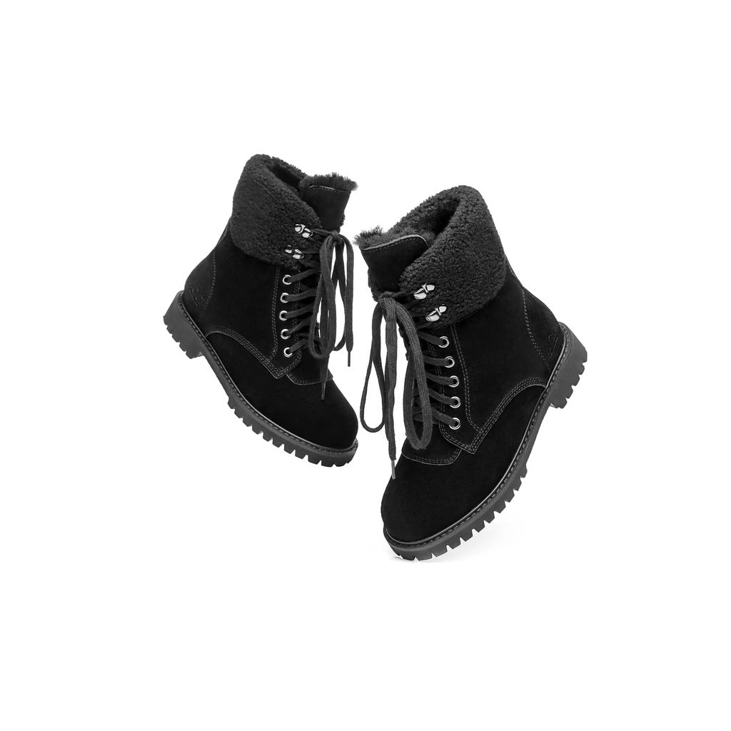 AUSTRALIAN SHEPHERD® UGG Boots Women Sheepskin Wool Lace Up Chunky Mina