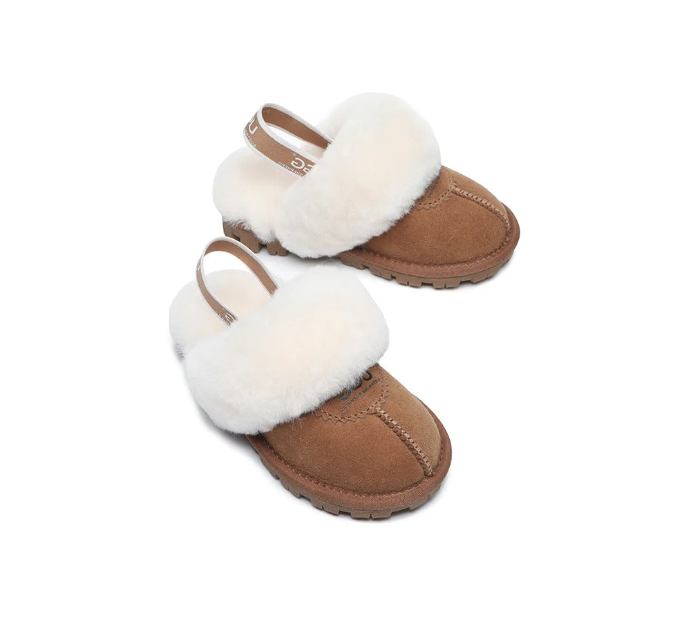 AUSTRALIAN SHEPHERD® UGG Slippers Kids Sheepskin Wool Slingback Waffle Plus