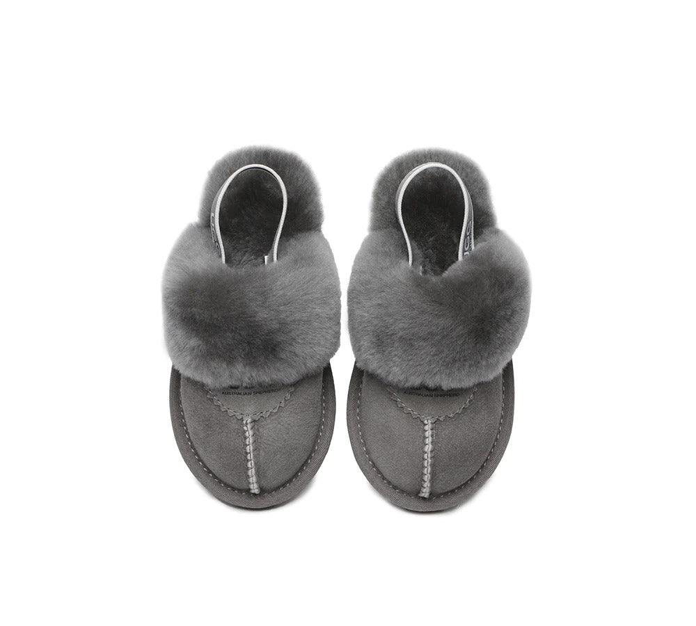 AUSTRALIAN SHEPHERD® UGG Slippers Kids Sheepskin Wool Slingback Waffle Plus