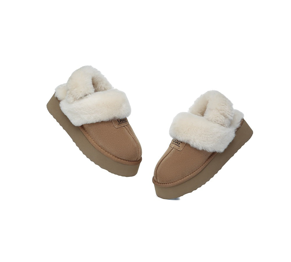 AUSTRALIAN SHEPHERD® 3-Way Style UGG Women Slippers Removable Wool Strap Slingback Platform Suzie