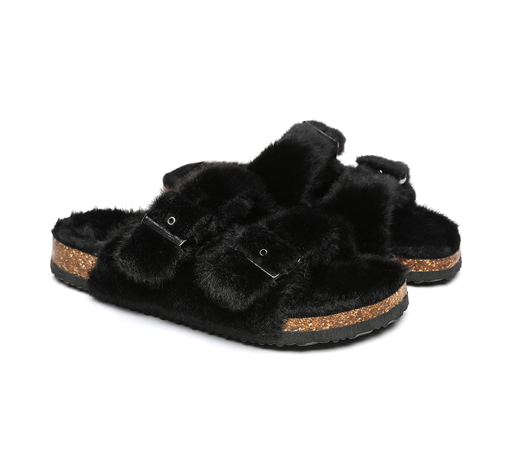 AUSTRALIAN SHEPHERD® UGG Women Adjustable Buckle Fluffy Sandal Slides Myla