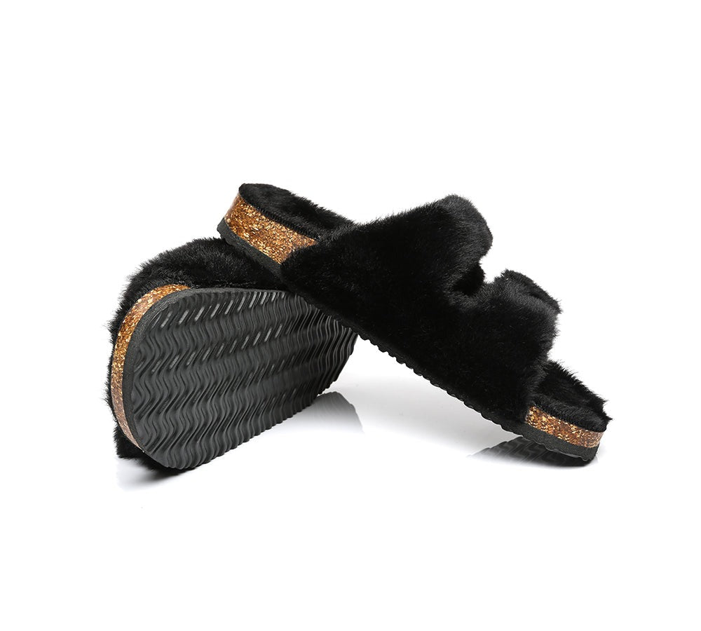 AUSTRALIAN SHEPHERD® UGG Women Adjustable Buckle Fluffy Sandal Slides Myla