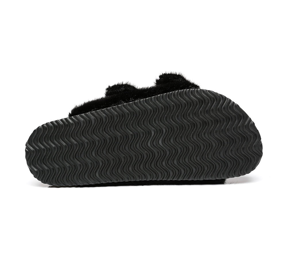 AUSTRALIAN SHEPHERD® UGG Women Adjustable Buckle Fluffy Sandal Slides Myla