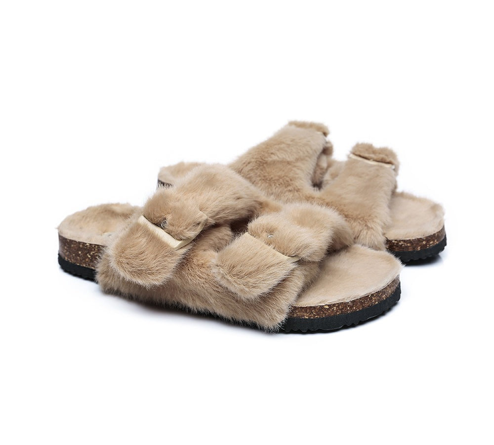 AUSTRALIAN SHEPHERD® UGG Women Adjustable Buckle Fluffy Sandal Slides Myla