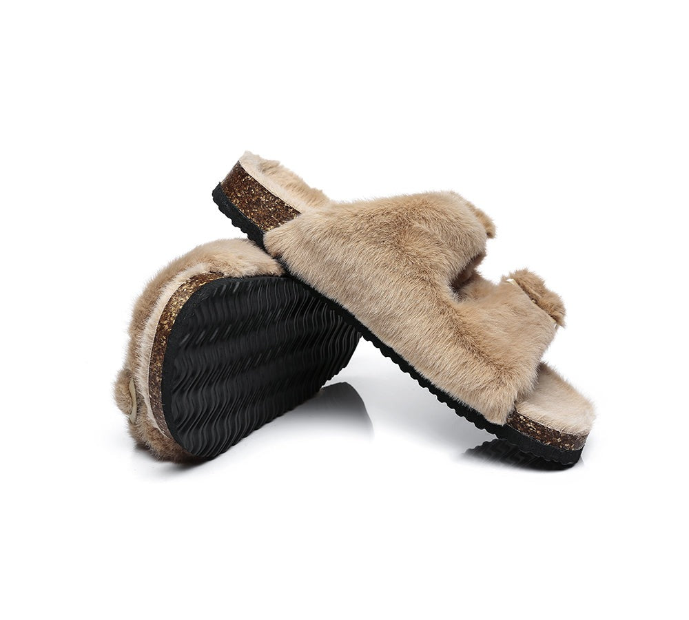 AUSTRALIAN SHEPHERD® UGG Women Adjustable Buckle Fluffy Sandal Slides Myla