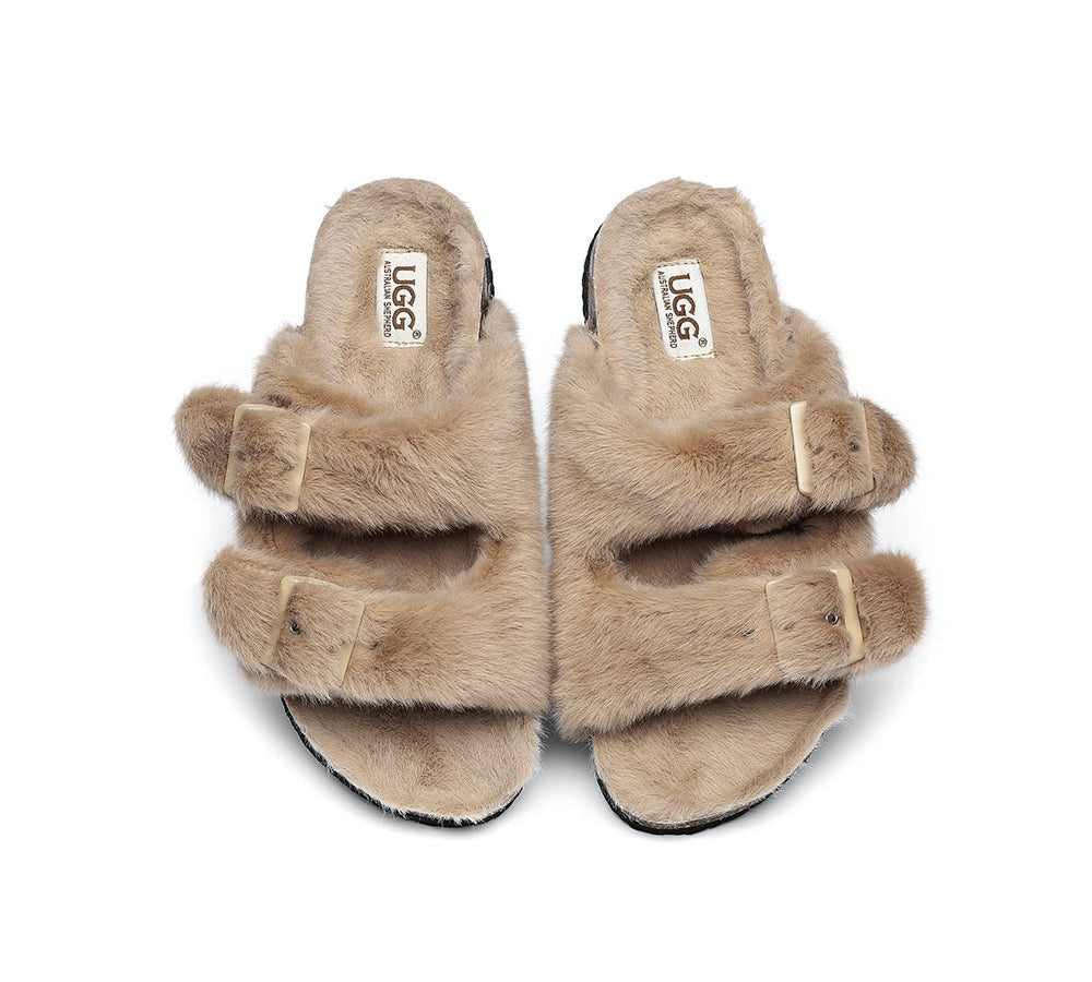 AUSTRALIAN SHEPHERD® UGG Women Adjustable Buckle Fluffy Sandal Slides Myla