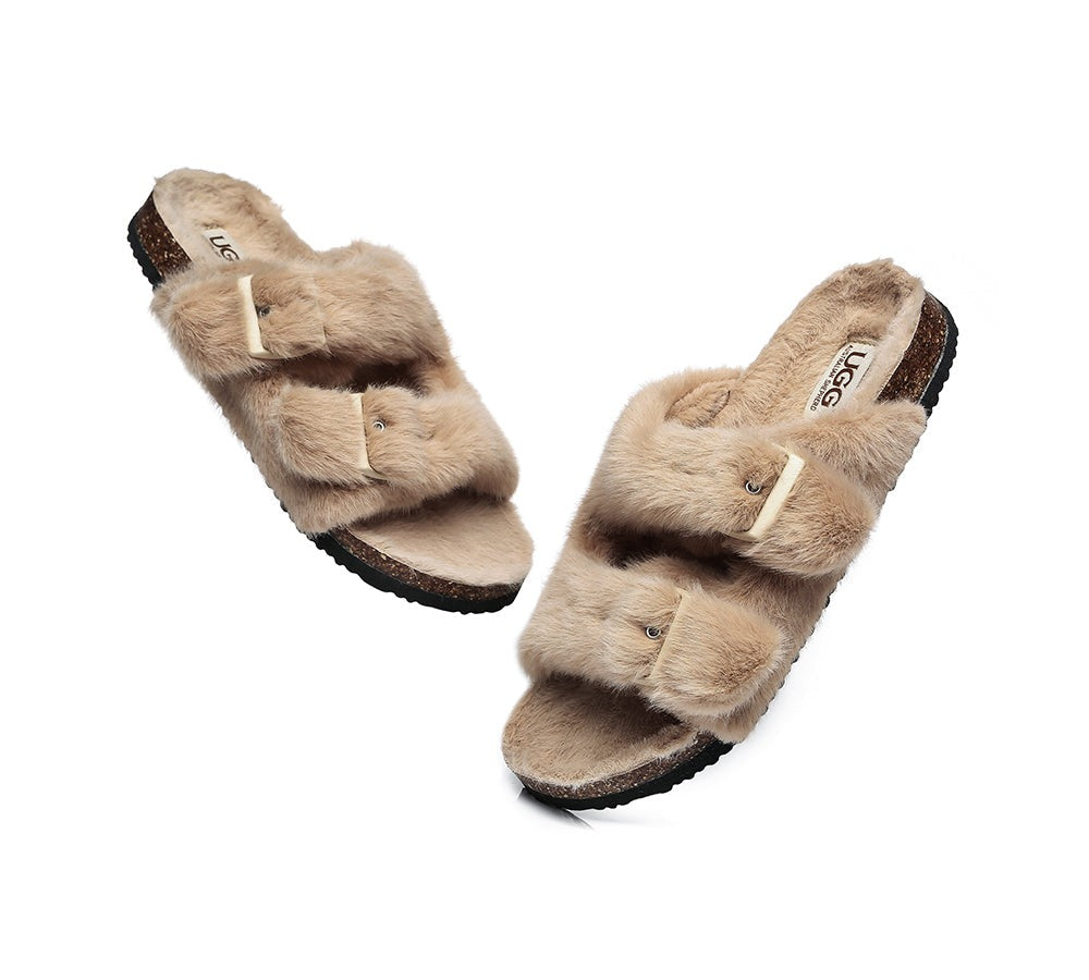 AUSTRALIAN SHEPHERD® UGG Women Adjustable Buckle Fluffy Sandal Slides Myla