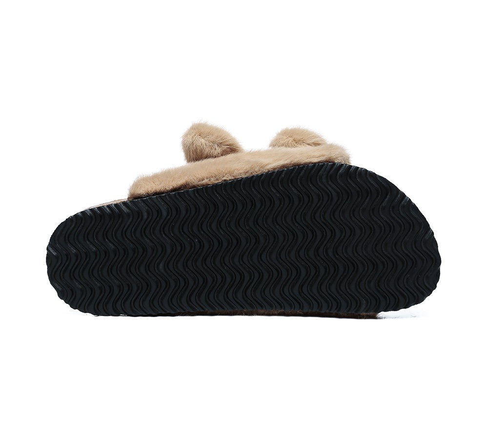 AUSTRALIAN SHEPHERD® UGG Women Adjustable Buckle Fluffy Sandal Slides Myla